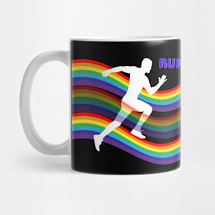 Silhouette white sprint on rainbow Mug